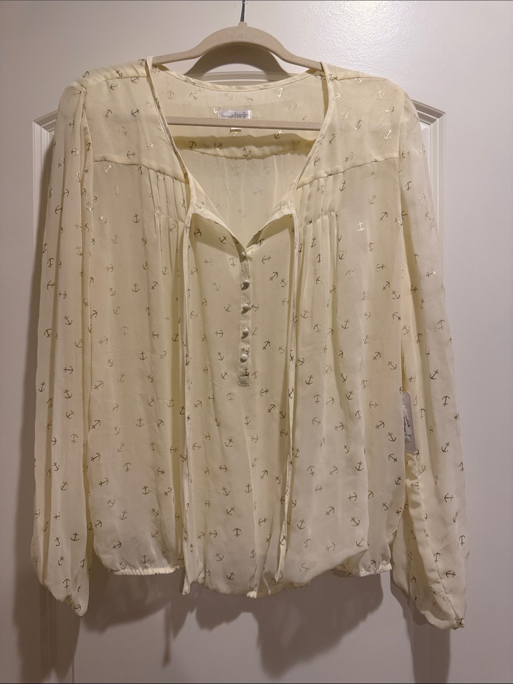 Light Cream Anchor-Print Women's Blouse